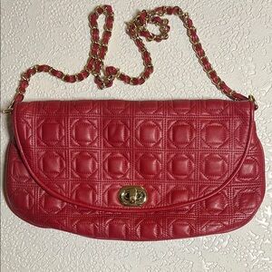 Red Quilted Leather Shoulder Bag
